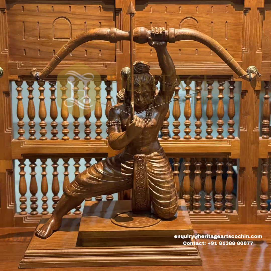 Arjuna Archer Wooden Statue