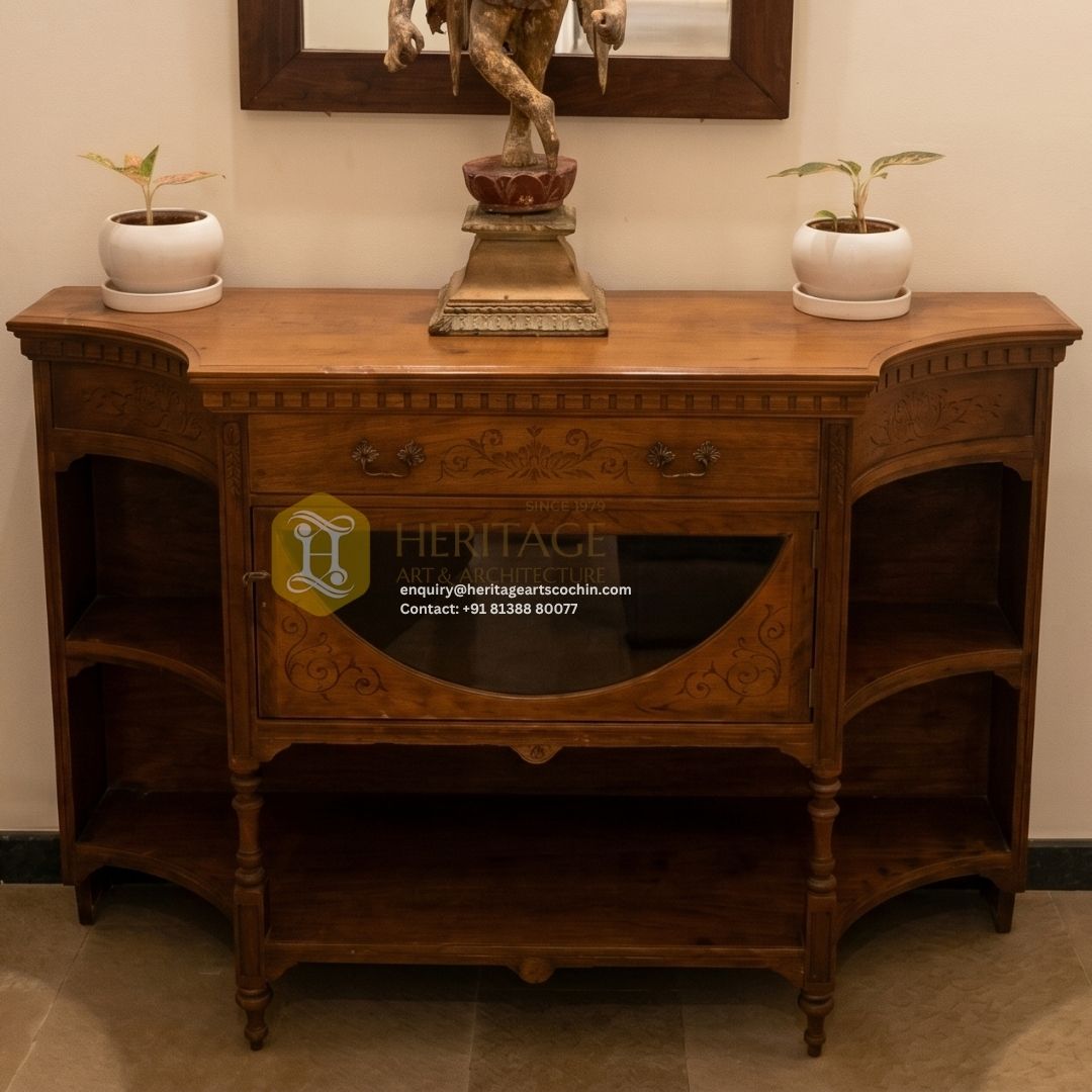 Elmsbury Console — Glass & Wood Shelf Console