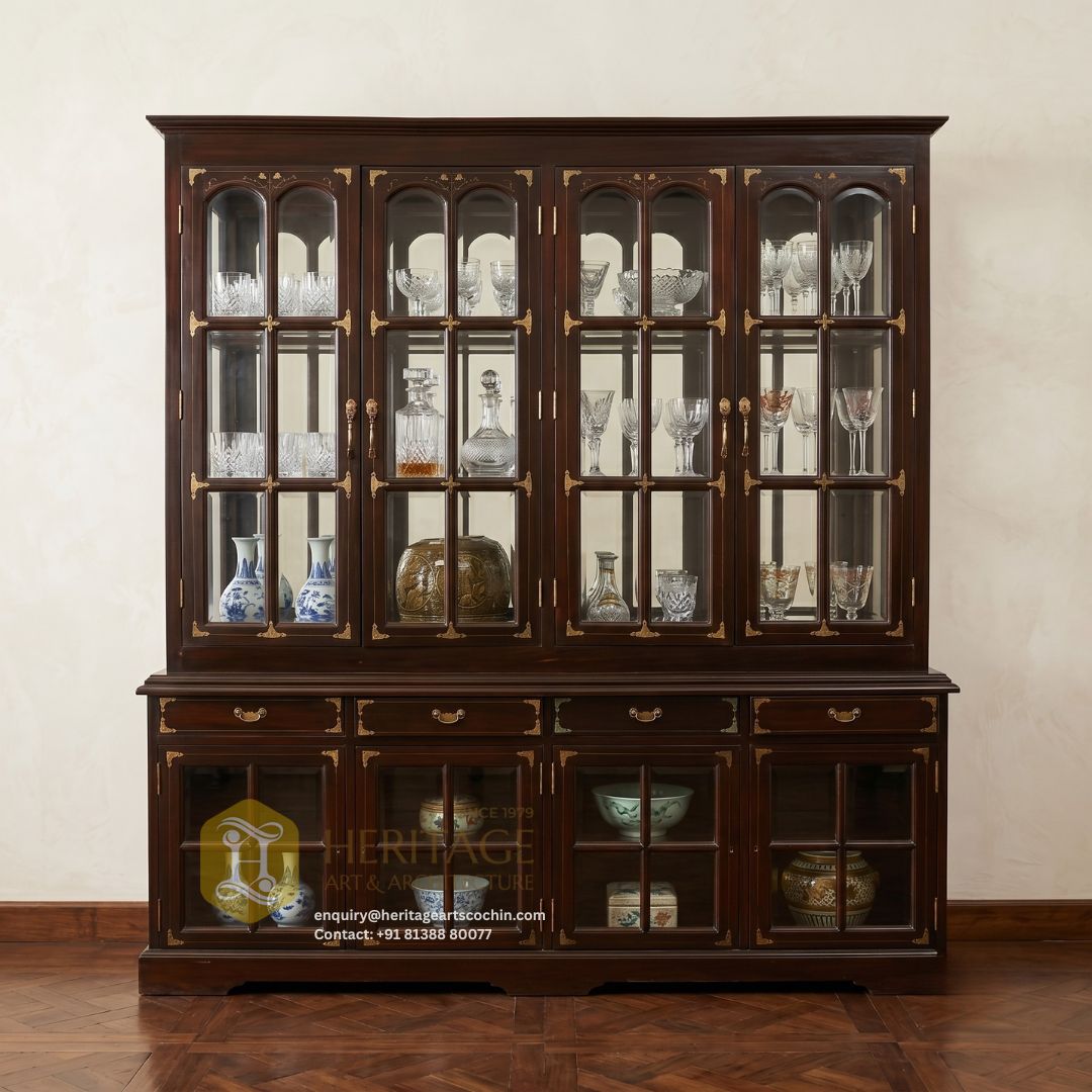 Varnika Glass and Teak Crockery Cabinet