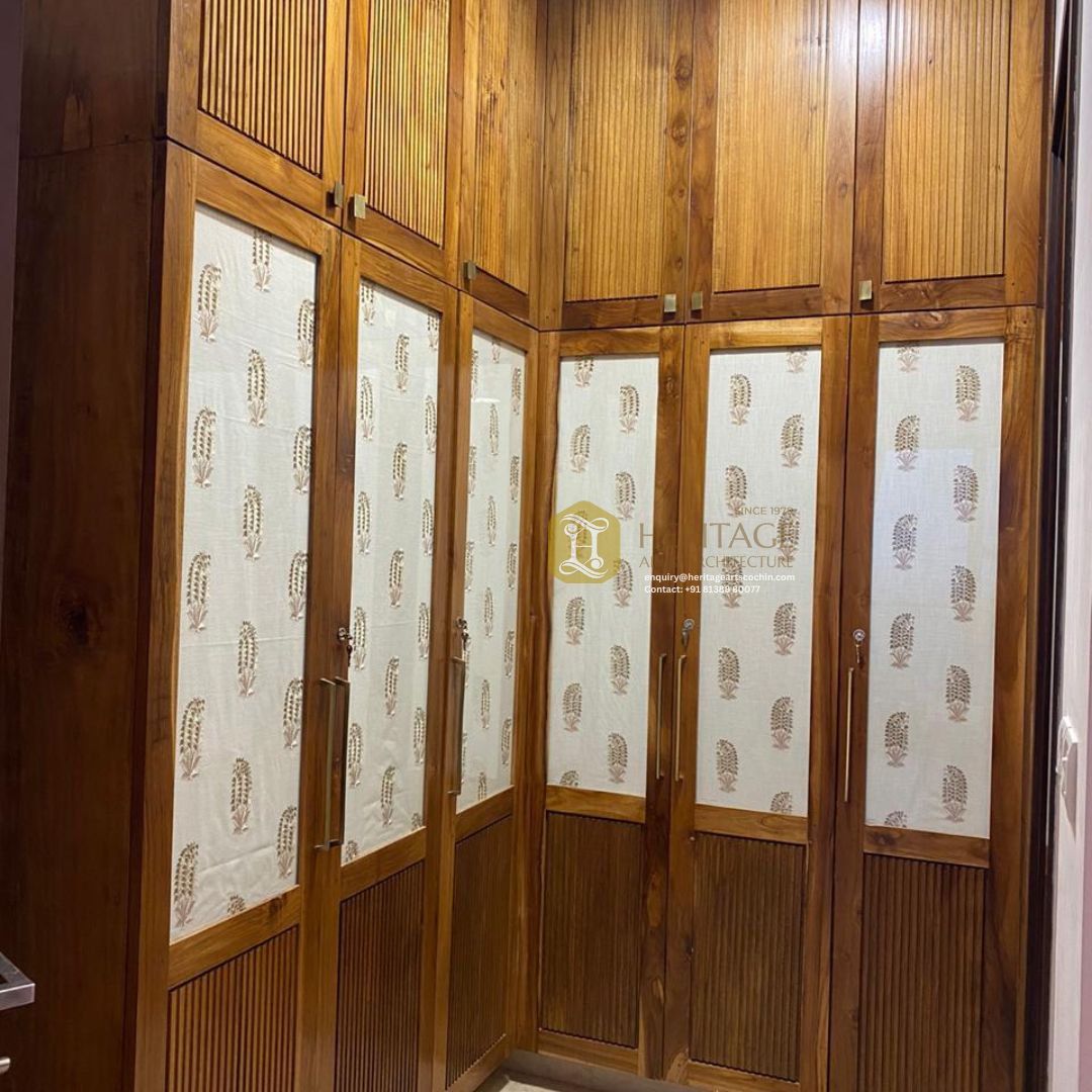 luxury solid wood wardrobe design in kerala